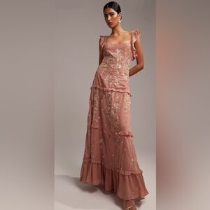 ASOS DESIGN Bridesmaid Cami Embellished Maxi Dress with Embroidery in Rose